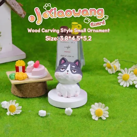 Cartoon Welpenwache Harz Ornamente Süße Tier Miniaturfiguren Holzschnitzerei-Imitat Schreibtisch Dekoration Geschenk Zuhause Büro Dekor