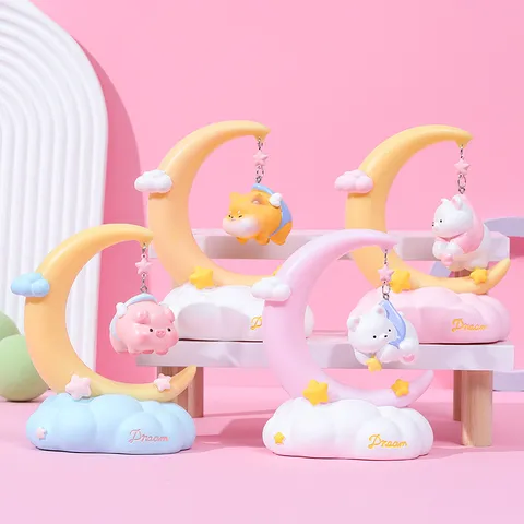 Cartoon Moon Fairy Tale Night Light Creative Cute Resin Vinyl Bedside Lamp Warm LED Star Light For Kids Birthday Gift Home Decoration