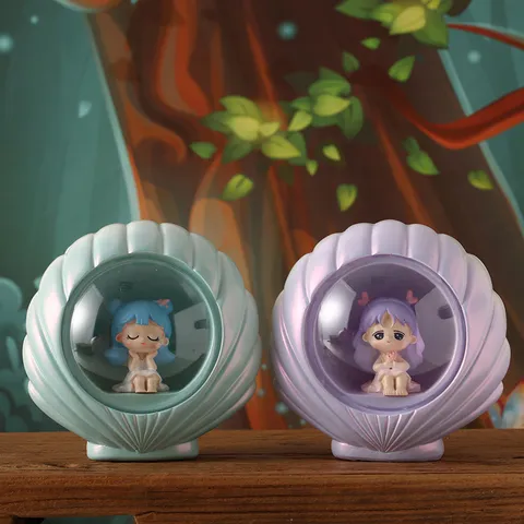 Kreative Cartoon Mädchen Nachtlicht Ornamente Synthetisches Harz Sternenlampe Schlafzimmer Nachttisch Muschel Desktop Dekorationen Kinder Geschenk