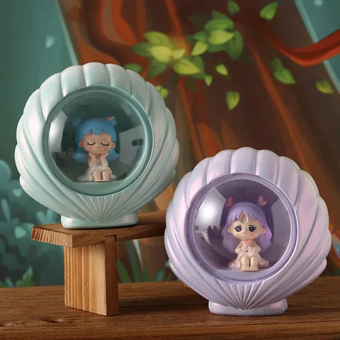 Kreative Cartoon Mädchen Nachtlicht Ornamente Synthetisches Harz Sternenlampe Schlafzimmer Nachttisch Muschel Desktop Dekorationen Kinder Geschenk