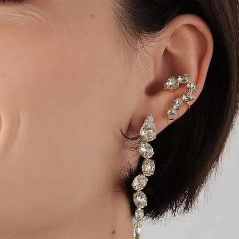 French J-Shaped Zirconia Stud Earrings Gold Silver Plated Teardrop Zirconia Earrings For Women Luxury Niche Jewelry