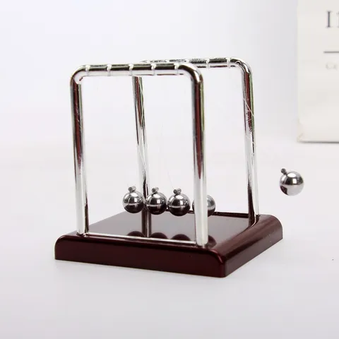 Péndulo de Newton Bolas de Equilibrio Acero Física Ciencia Juguete de Escritorio Decoración Base Cuadrada Hogar Oficina Regalo