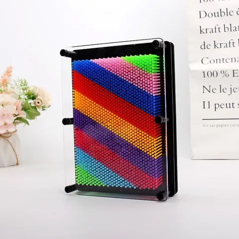 Scultura 3D Pin Art Arcobaleno in Plastica Giocattolo con Impressione Ornamento da Scrivania per Casa Ufficio Regalo Creativo Compleanno per Bambini Adulti