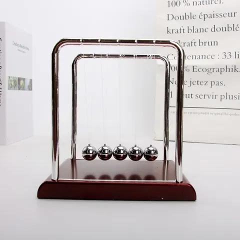 Péndulo de Newton Bolas de Equilibrio Acero Física Ciencia Juguete de Escritorio Decoración Base Cuadrada Hogar Oficina Regalo