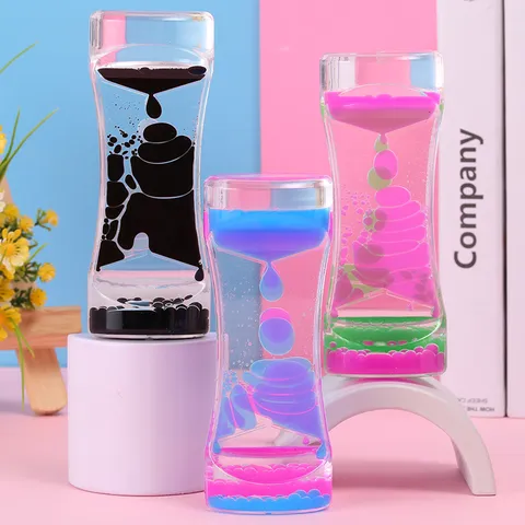 Minuteur de Mouvement Liquide en Acrylique Sablier à Goutte d'Huile Bicolore Décor de Bureau Soulagement du Stress pour Enfants Adultes