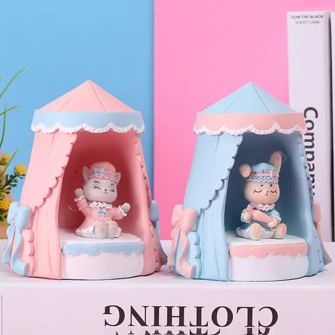 Veilleuse Créative en Résine Motif Lapin Étoile Style Ins Décoration de Table Ornement de Bureau Cadeau pour Filles Amies