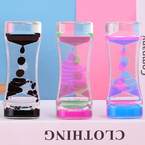 Minuteur de Mouvement Liquide en Acrylique Sablier à Goutte d'Huile Bicolore Décor de Bureau Soulagement du Stress pour Enfants Adultes