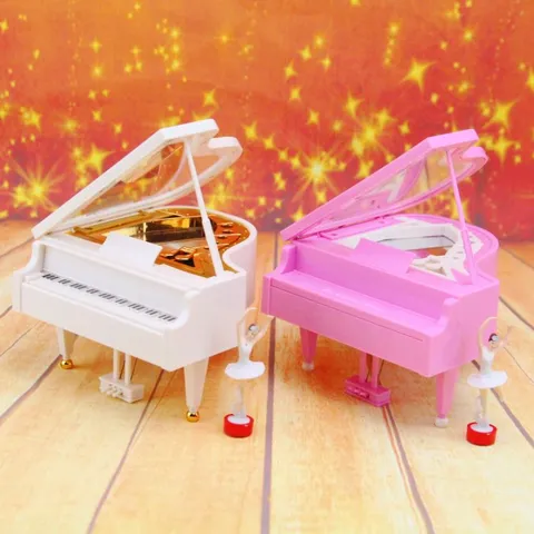 Creative Piano Shaped Music Box With Rotating Ballerina Girl Mechanical Wind Up Music Box Birthday Valentine's Day Gift For Girls Home Decor