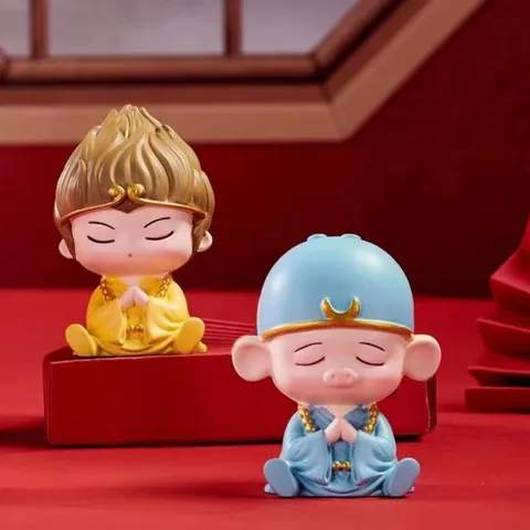 Chinesischer Stil Nationaler Trend Cartoon Mythologische Figur Harz Schreibtisch Ornamente Zen Heilung Süße Auto Büro Raum Dekoration Statue Geburtstag Geschenk
