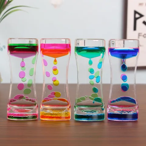 Reloj de Arena Líquido Dinámico de Acrílico Temporizador de Gota de Aceite de Doble Color Adorno de Escritorio Alivio del Estrés Gadget Sensorial Hogar Oficina