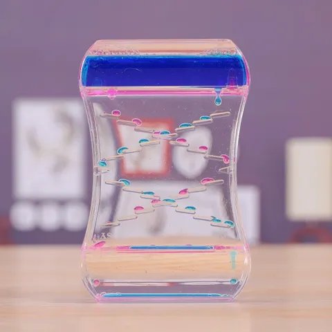 Sablier Créatif à Mouvement Liquide Bicolore Bubbler Toboggan Goutte d'Huile Jouet Anti-Stress Décoration de Bureau en Acrylique