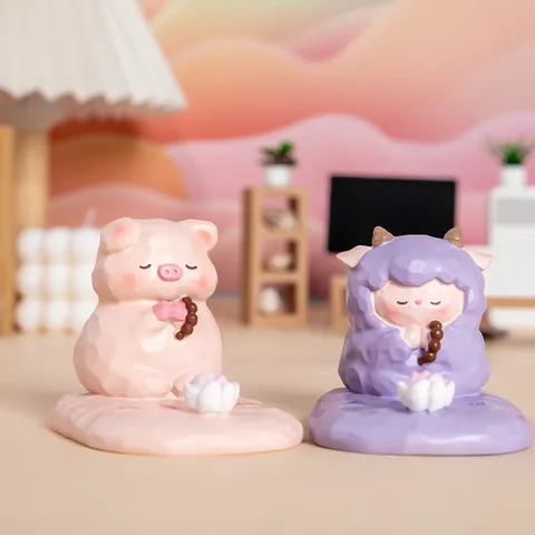 Support de Téléphone Animal en Résine Mignon Ornement de Bureau Style Zen Figurine de Dessin Animé pour Décoration de Table
