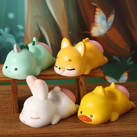 Cute Animal Shape Resin Phone Stand Desktop Ornament Duck Dog Dinosaur Lazy Mobile Phone Holder Portable Tabletop Decoration Gift