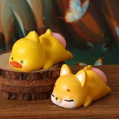 Cute Animal Shape Resin Phone Stand Desktop Ornament Duck Dog Dinosaur Lazy Mobile Phone Holder Portable Tabletop Decoration Gift