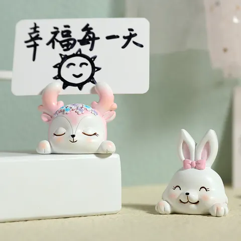 Cartoon Resin Animal Note Holder Unicorn Rabbit Reindeer Photo Clip Desktop Decoration Seating Card Holder Gift Desktop Ornament