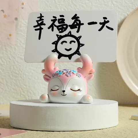Cartoon Resin Animal Note Holder Unicorn Rabbit Reindeer Photo Clip Desktop Decoration Seating Card Holder Gift Desktop Ornament