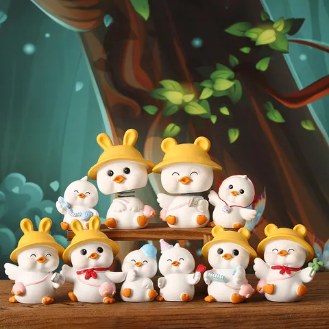 Creative Cute Duck Resin Figurine Cartoon Animal Statue For Desktop Dashboard Home Decor Car Interior Accessories Small Ornament Gift