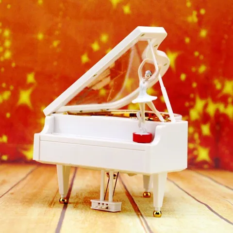 Creative Piano Shaped Music Box With Rotating Ballerina Girl Mechanical Wind Up Music Box Birthday Valentine's Day Gift For Girls Home Decor