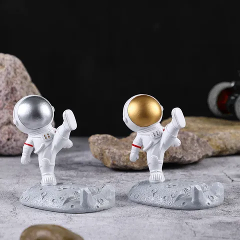 Nordisch Kreativer Astronaut Handyhalter Nachtlicht Harz Raumfahrer Figur Mond Schreibtisch Ornament Für Kinderzimmer Haus Deko Geschenk