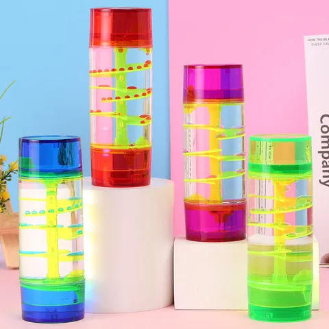 Clessidra Creativa a Goccia d'Olio Liquido Cilindrica Con Piatto Rotante a Spirale Colore Gelatina Decorazione Scrivania Giocattolo