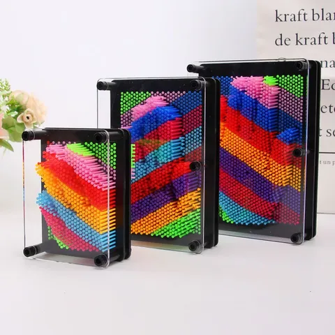 Scultura 3D Pin Art Arcobaleno in Plastica Giocattolo con Impressione Ornamento da Scrivania per Casa Ufficio Regalo Creativo Compleanno per Bambini Adulti