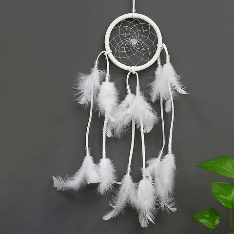 Attrape-Rêves Blanc Minimaliste Fait Main Tissé Perles Décoration Murale Suspendue Pour Chambre Maison Mariage Anniversaire Cadeau