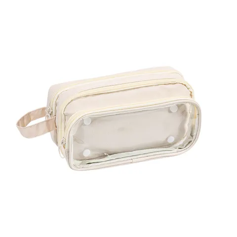 Astuccio Multistrato di Grande Capacità Trasparente Staccabile Borsa Trucco Custodia Organizzatore di Cancelleria da Scrivania per Scuola Ufficio Studenti Bambini