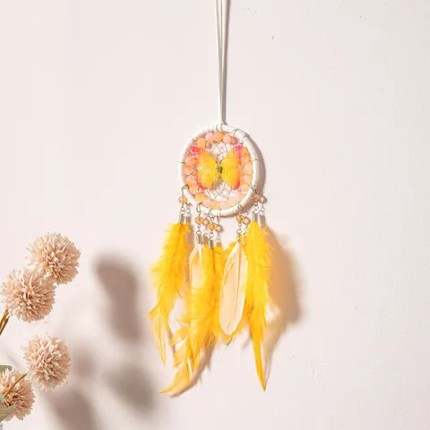 Minimalist Plastic Feather Dreamcatcher Car Hanging Ornament Butterfly Beaded Fringe Handmade Pendant For Rearview Mirror Interior Home Wall Art Decor