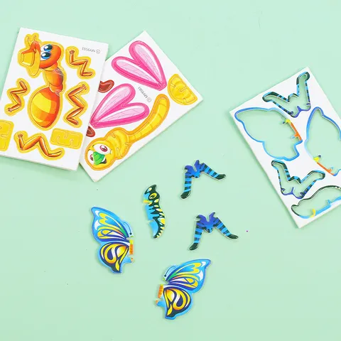 3D Insect Puzzle For Kids DIY Creative Educational Toy Kindergarten Handmade Animal Dinosaur Assembly 3D Card Puzzle Birthday Gift