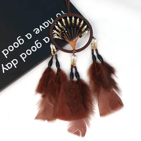 Attrape-Rêves Arbre de la Vie Fait Main Bois Perles de Verre Plume Gland Ornement Suspendu Pendentif Voiture Décoration Murale Café