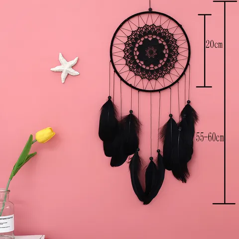 Handgefertigt Europäisch Traumfänger Eisen Holzperlen Gänsefeder Hängeornament Spitzenblumen Quaste Kreative Geschenke Haus Wanddeko Raum Hängendes Kunstwerk