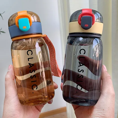 Tragbare Kunststoff Wasserflasche Ausfallsicher Direkt Trinkbar Sport Becher Outdoor Fitness Trinkbecher Mit Sicheren Schloss