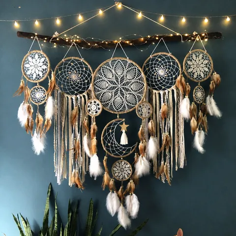 Handmade Feather Dream Catcher Wall Hanging Tassel Wind Chime Boho Home Wedding Room Decorative Pendant