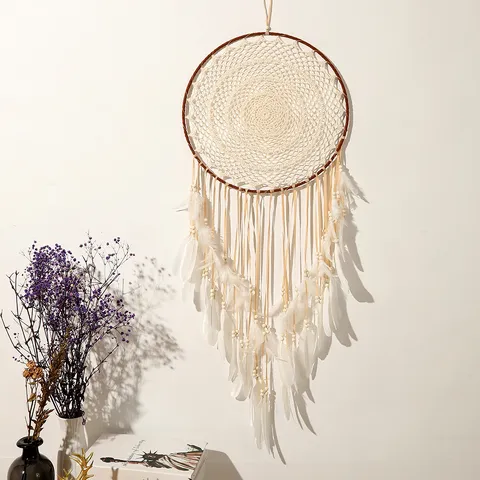 Großer Traumfänger Wandbehang Mit Federn Windspiel Nordisch Bohemian Handgemacht Eisen Baumwolle Netz Gewebt Ornament Für Schlafzimmer Hochzeit Haus Deko