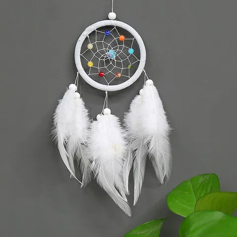 Indianischer Stil Traumfänger Mini Auto Hängeornament Feder Bunte Perlen Wanddekoration Handgefertigt Haus Handwerk Geschenk
