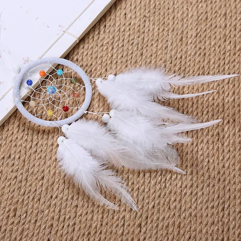 Indianischer Stil Traumfänger Mini Auto Hängeornament Feder Bunte Perlen Wanddekoration Handgefertigt Haus Handwerk Geschenk