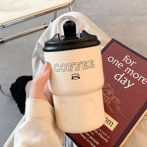 Roestvrij Stalen Thermosfles Geïsoleerde Koffiebeker Met Rietje Draagbare Lekvrije Beker Voor Auto Kantoor Outdoor Reizen Drinkgerei