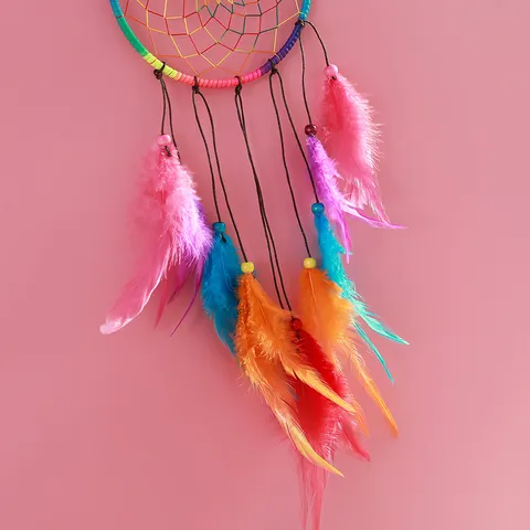 Style Indien Attrape-Rêves à Plumes Colorées Carillon Éolien Décoration Murale Maison Cadeau d'Ornement