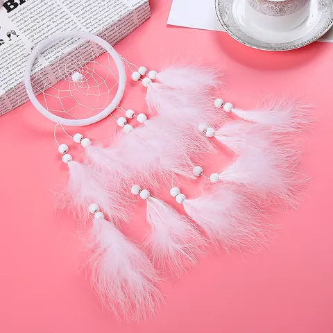 White Dream Catcher Feather Hanging Ornament Handmade Woven Wall Decor Bedroom Living Room Home Decoration Gift