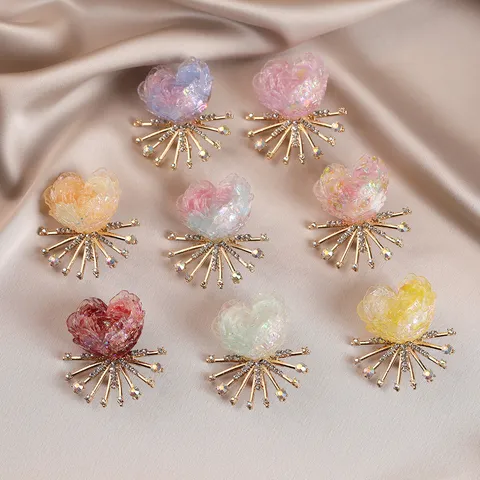 Colorful Floral Brooch Zinc Alloy Rhinestone Anti-Glare Pin Fashion Jewelry Clothing Collar Decor Accessories For Women