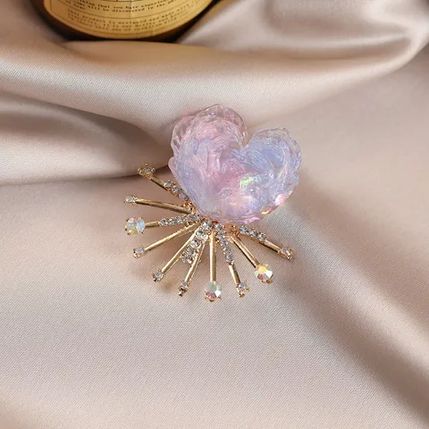 Colorful Floral Brooch Zinc Alloy Rhinestone Anti-Glare Pin Fashion Jewelry Clothing Collar Decor Accessories For Women