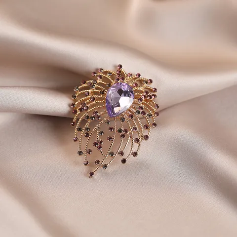 Vintage Alloy Rhinestone Flower Brooch Pins Gold Silver Plated Crystal Brooches For Women Fashion Jewelry