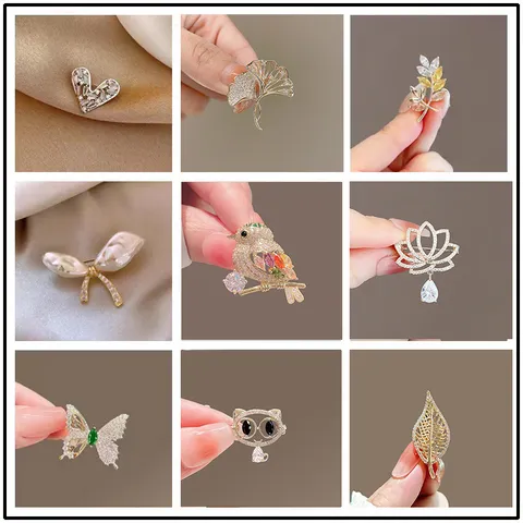 Cute Animal And Plant Alloy Rhinestone Brooch Fashion Anti-Glare Lapel Pin Suit Collar Decoration Jewelry Gift For Women