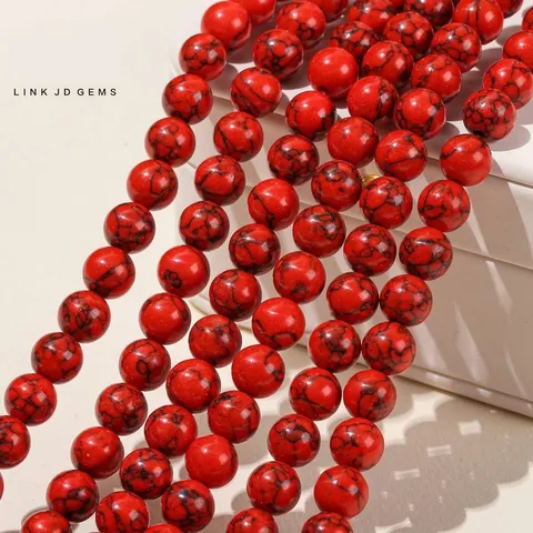 Synthetic Turquoise Round Loose Beads Stone Grain Strand For DIY Jewelry Making Necklaces Bracelets Handcrafted Beads Accessories