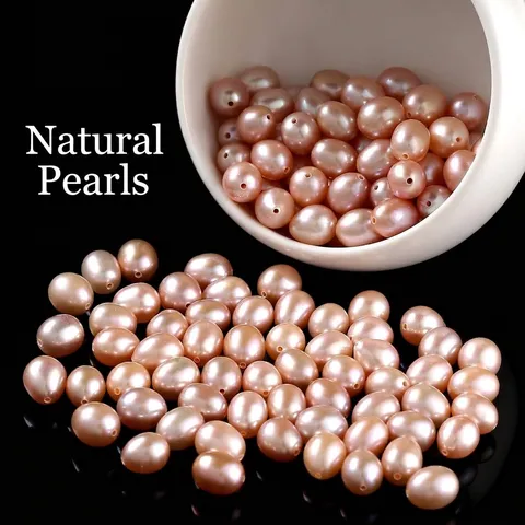 Natural Freshwater Pearl Beads Rice Shape Loose Pearls For DIY Jewelry Making Necklaces Bracelets Accessories White Pink Purple