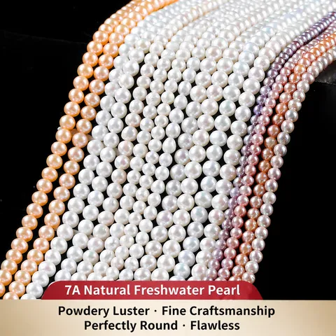 Perles d'Eau Douce Blanches Naturelles Perles en Vrac Rondes Pour Fabrication de Bijoux DIY Fil de Perles Polies Matériel Pour Bracelet Collier