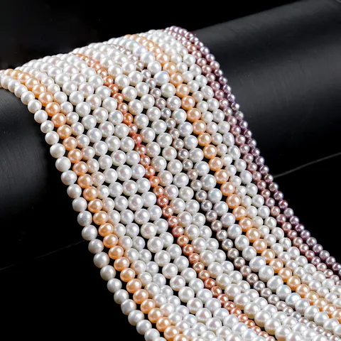 Perles d'Eau Douce Blanches Naturelles Perles en Vrac Rondes Pour Fabrication de Bijoux DIY Fil de Perles Polies Matériel Pour Bracelet Collier