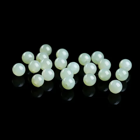 Natural Qinghai Qingshui Hetian Jade Round Loose Beads For DIY Jewelry Making Handmade Bracelet Polished Nephrite Accessory