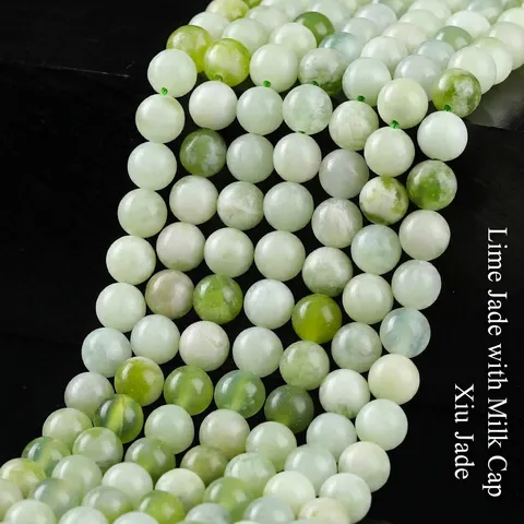 Perline Sciolte Tonde in Giada Xiuyu Naturale Perline in Pietra Verde Latte Qingti per Gioielli Fai da Te Bracciali Collane Forniture Artigianali