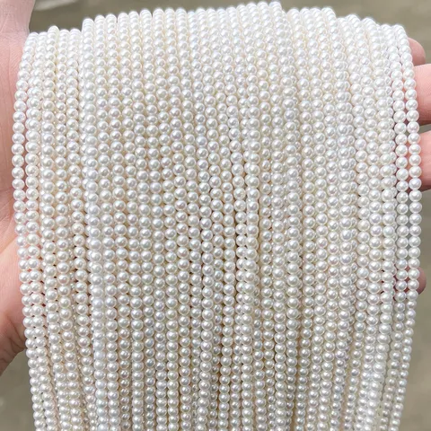 Cuentas de Perlas de Agua Dulce Naturales Aurora Redondas Gran Brillo Grado AAA-7A Blanco Púrpura Color DIY Joyería Pulsera Collar